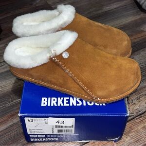 Birkenstock Zermatt Premium Clogs Unisex M10 W12 43 Mink Suede Shearling Lined